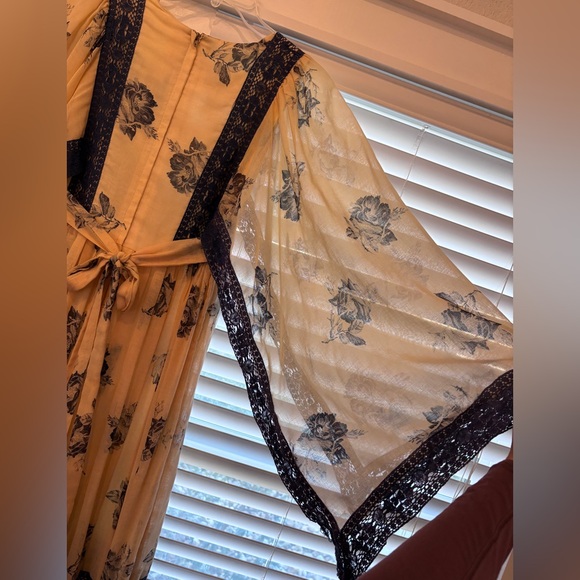 Gunne Sax Vintage Floral Maxi Dress with Navy Accents - Picture 16 of 16